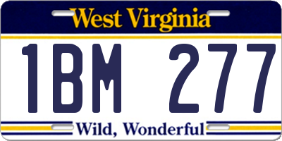 WV license plate 1BM277