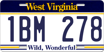 WV license plate 1BM278