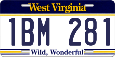 WV license plate 1BM281