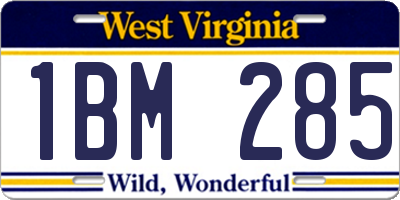 WV license plate 1BM285