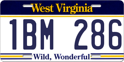 WV license plate 1BM286
