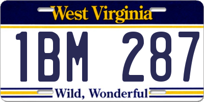 WV license plate 1BM287