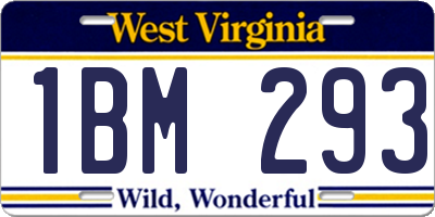 WV license plate 1BM293