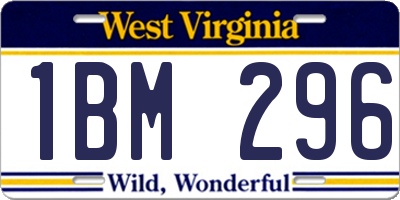WV license plate 1BM296