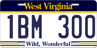 WV license plate 1BM300