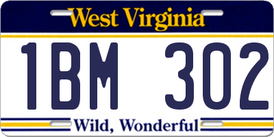 WV license plate 1BM302