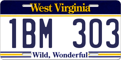 WV license plate 1BM303