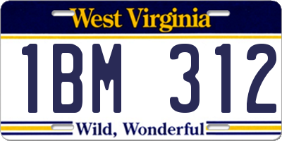 WV license plate 1BM312