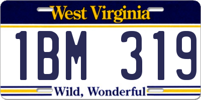 WV license plate 1BM319