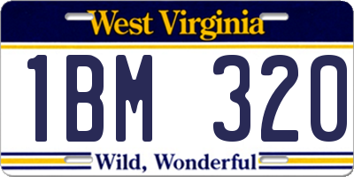 WV license plate 1BM320