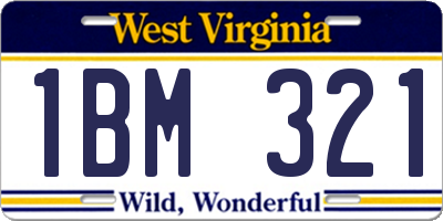 WV license plate 1BM321
