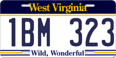 WV license plate 1BM323
