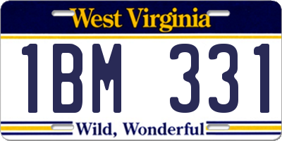 WV license plate 1BM331