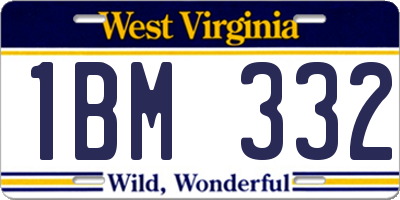 WV license plate 1BM332