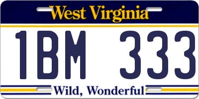 WV license plate 1BM333