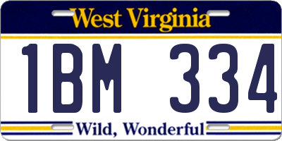 WV license plate 1BM334