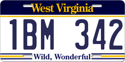 WV license plate 1BM342