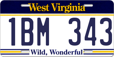 WV license plate 1BM343