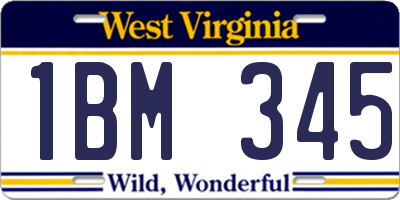 WV license plate 1BM345