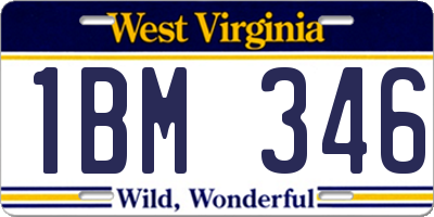 WV license plate 1BM346