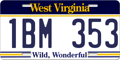WV license plate 1BM353