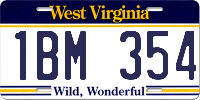 WV license plate 1BM354