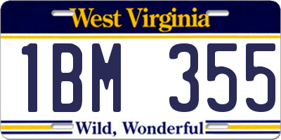 WV license plate 1BM355