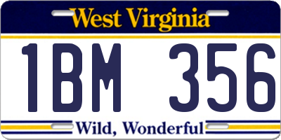 WV license plate 1BM356
