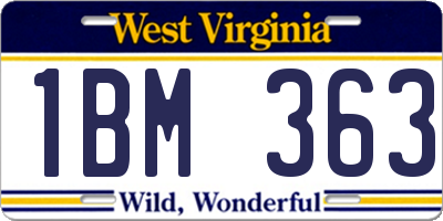 WV license plate 1BM363