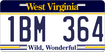 WV license plate 1BM364