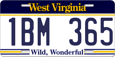 WV license plate 1BM365