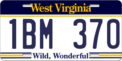WV license plate 1BM370