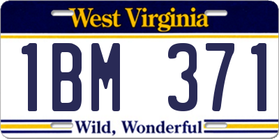 WV license plate 1BM371