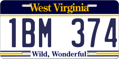 WV license plate 1BM374