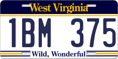 WV license plate 1BM375