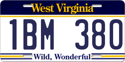 WV license plate 1BM380