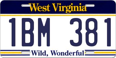 WV license plate 1BM381