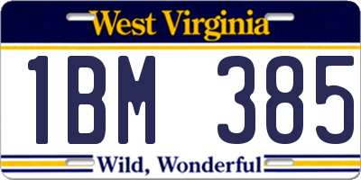 WV license plate 1BM385