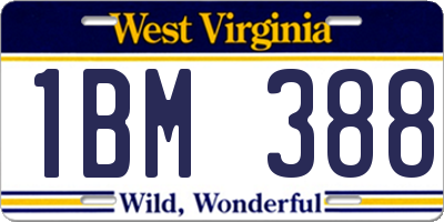 WV license plate 1BM388