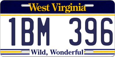 WV license plate 1BM396