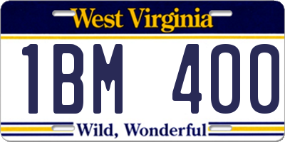 WV license plate 1BM400