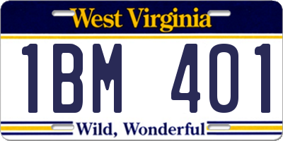 WV license plate 1BM401