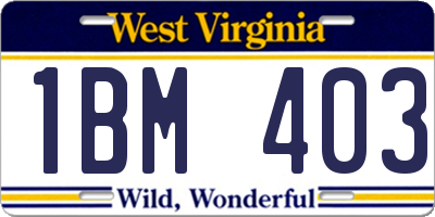 WV license plate 1BM403