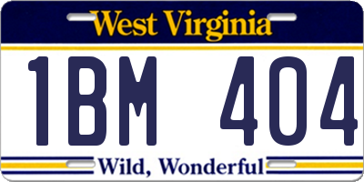 WV license plate 1BM404