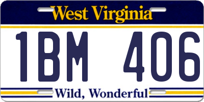 WV license plate 1BM406