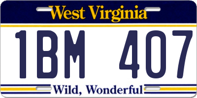 WV license plate 1BM407