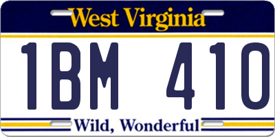 WV license plate 1BM410