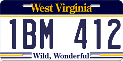 WV license plate 1BM412