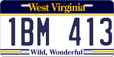 WV license plate 1BM413
