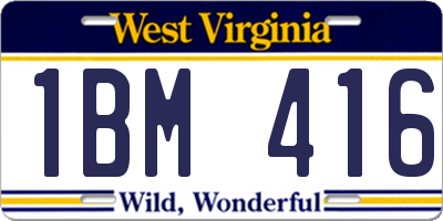 WV license plate 1BM416